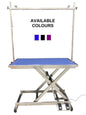 Stainless Steel Electric Lift Grooming Table Blue Locking Castor
