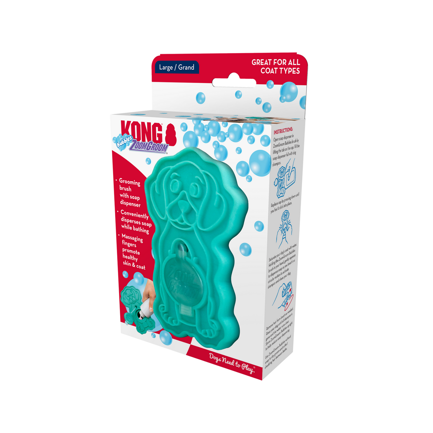 KONG ZoomGroom Bubbles Large Dog Grooming Brush