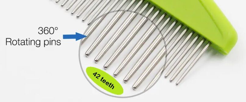 TCS Rotating Pin Pet Grooming Comb with Ergonomic Handle