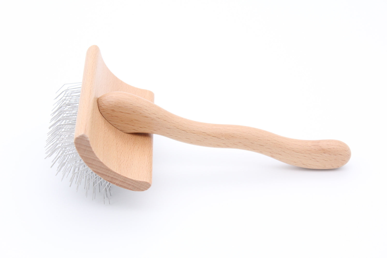 TCS Curved Pet Slicker Brush Small Wooden Handle