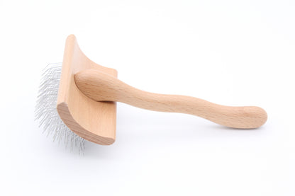 TCS Curved Pet Slicker Brush Small Wooden Handle