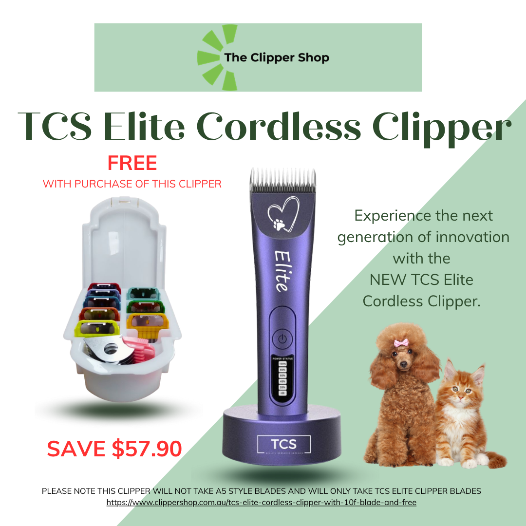 TCS Elite Cordless Clipper with 10F Blade and Attachment Comb Set