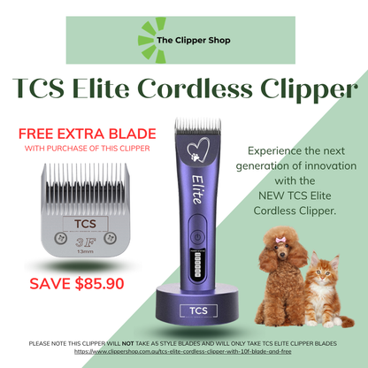 TCS Elite Cordless Clipper with 10F Blade and Free 3F Blade