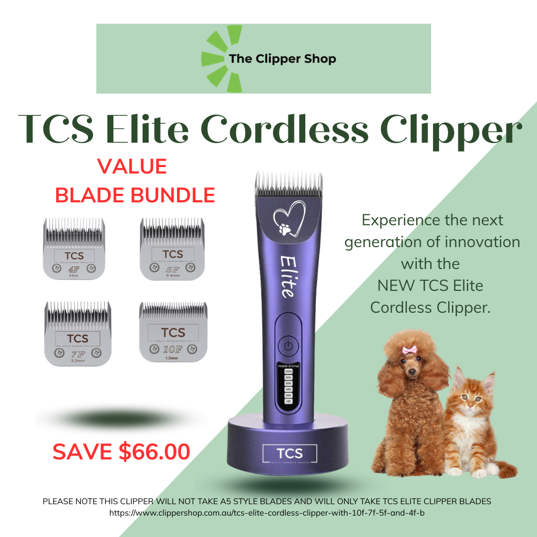 TCS Elite Cordless Clipper With 10F 7F 5F And 4F Blade
