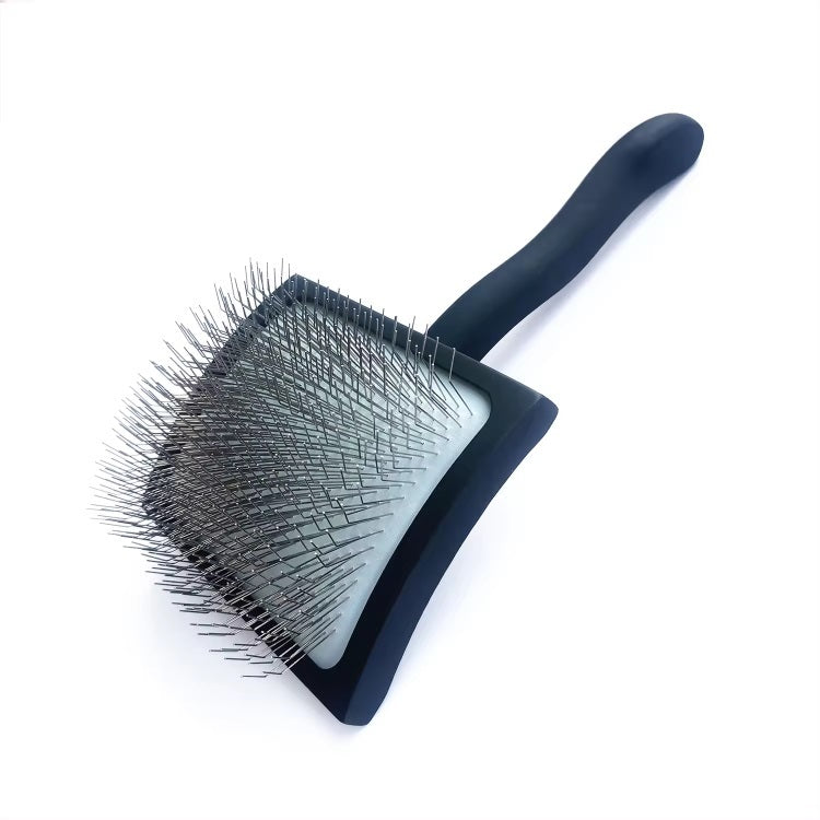 TCS Curved Wooden Pet Slicker Brush Large Black 25mm Pins