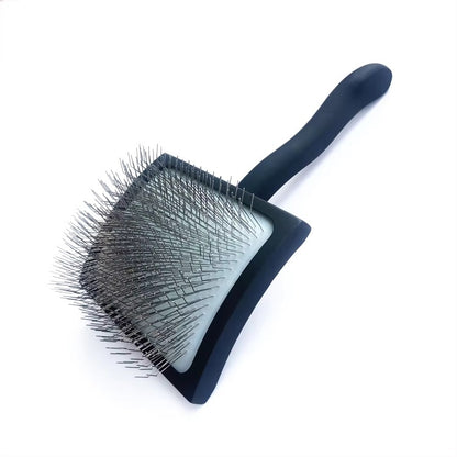 TCS Curved Wooden Pet Slicker Brush Large Black 25mm Pins