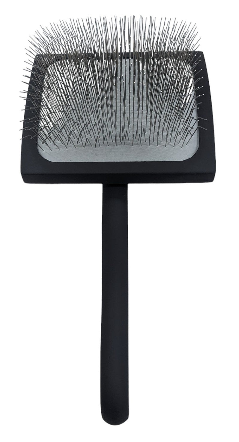 TCS Curved Wooden Pet Slicker Brush Large Black 25mm Pins