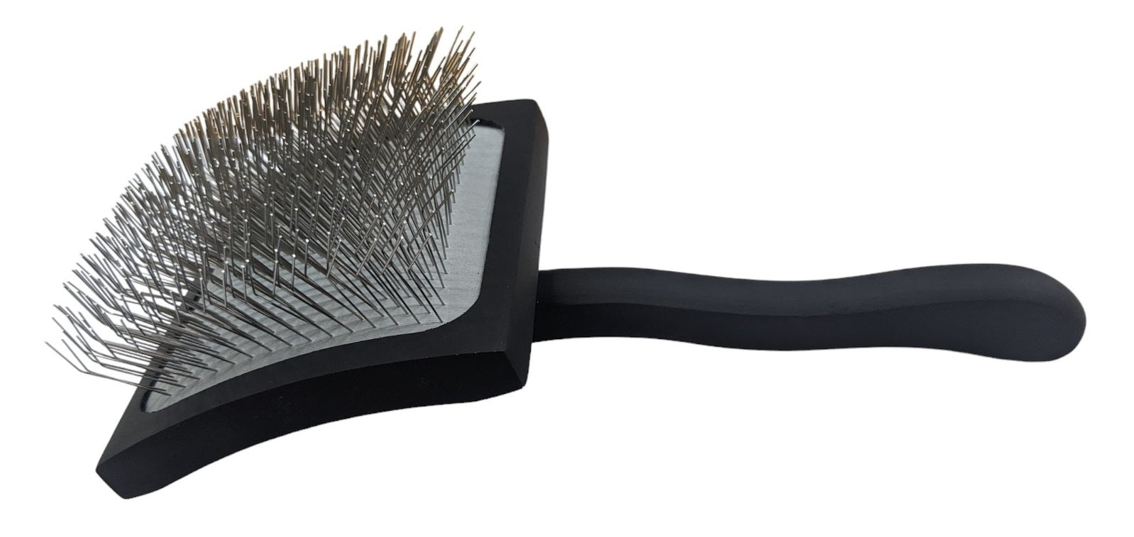 TCS Curved Wooden Pet Slicker Brush Large Black 25mm Pins