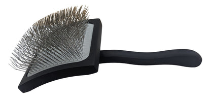TCS Curved Wooden Pet Slicker Brush Large Black 25mm Pins