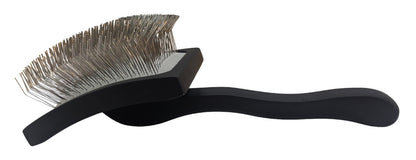TCS Curved Wooden Pet Slicker Brush Large Black 25mm Pins