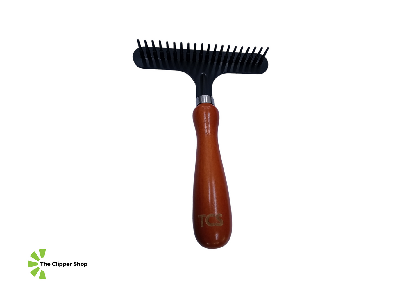 TCS Wooden Handle Pet Grooming Rake Comb