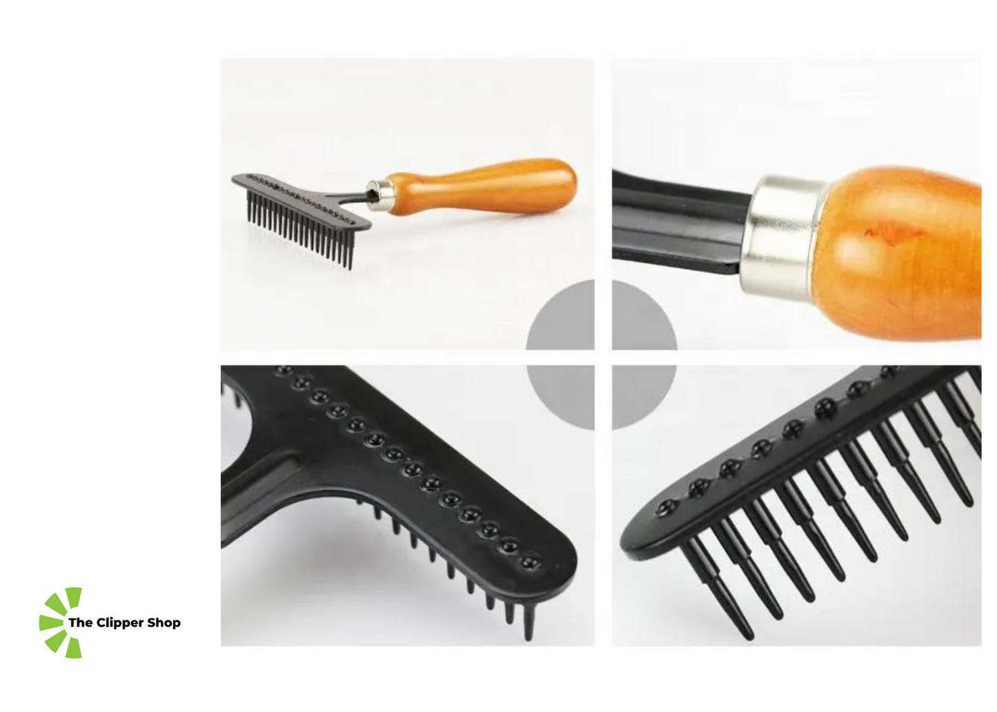 TCS Wooden Handle Pet Grooming Rake Comb